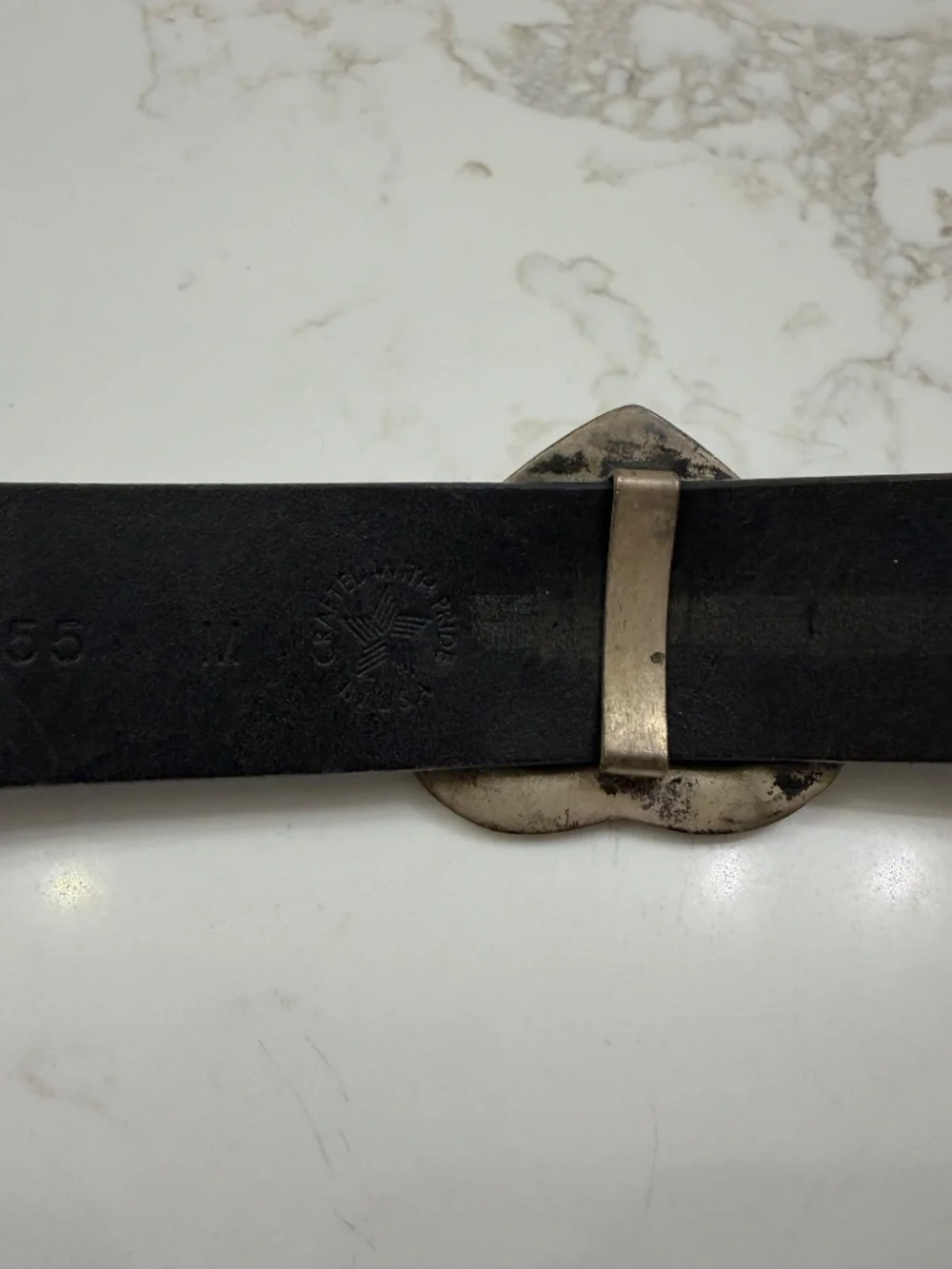 JENNY AND THE BOYS - Women's Belt - HEARTS DESIGN - BLACK Leather - Size M